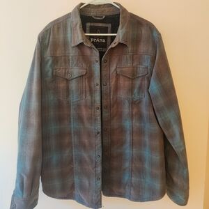 Prana Blue Textured Fleece Jacket